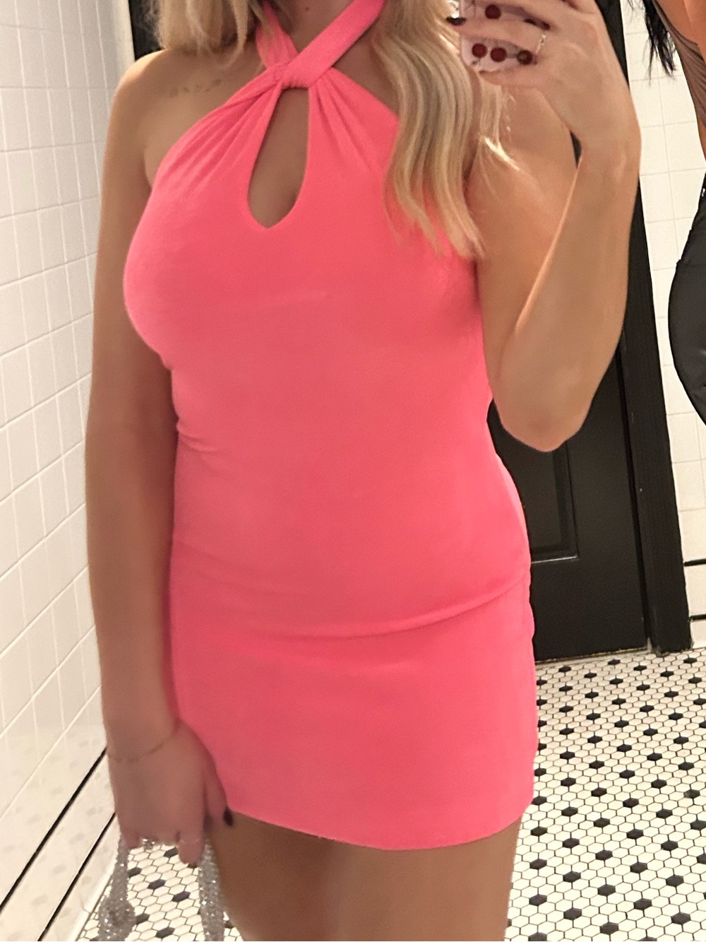 Bright Pink Halter Neck Tank Dress